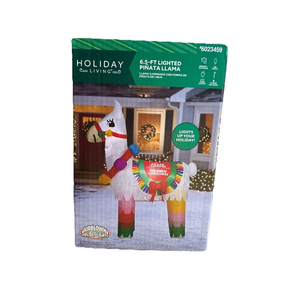 Holiday Living 6.5ft Piñata Llama Lighted Christmas Airblown Inflatable Yard NEW